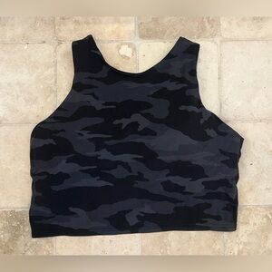Athleta Conscious Crop Bra Top Black Camo Active Built in Bra Women’s Medium